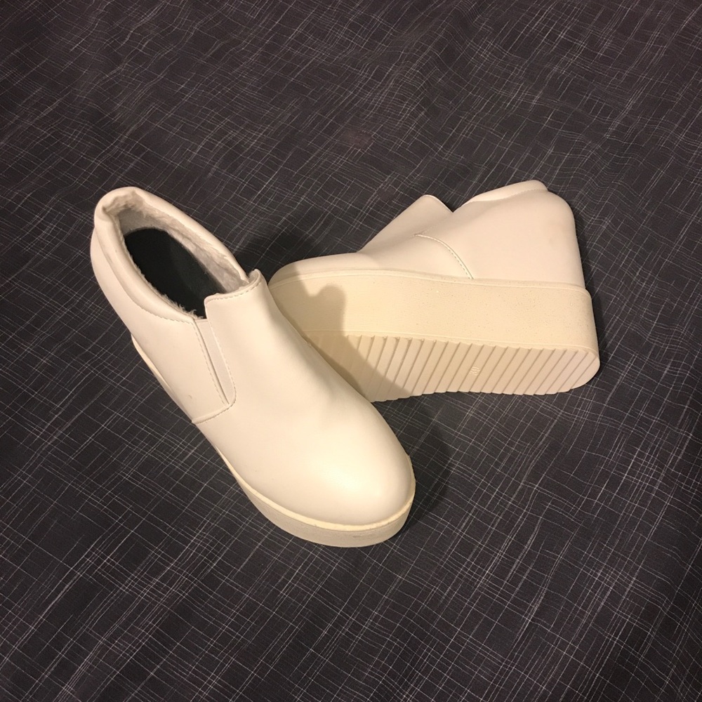 White wedge shoes